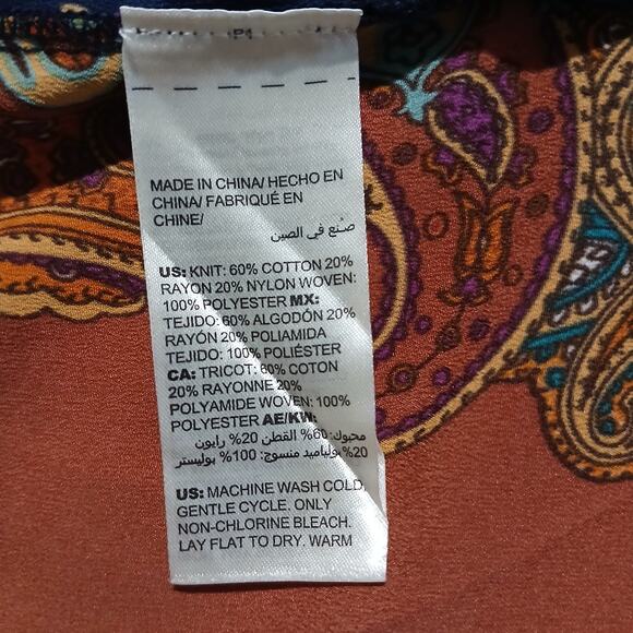 Chico's Sz3 US XL Navy Open Long-sleeved Cardigan Sweater Printed Crepe Back - Picture 6 of 7